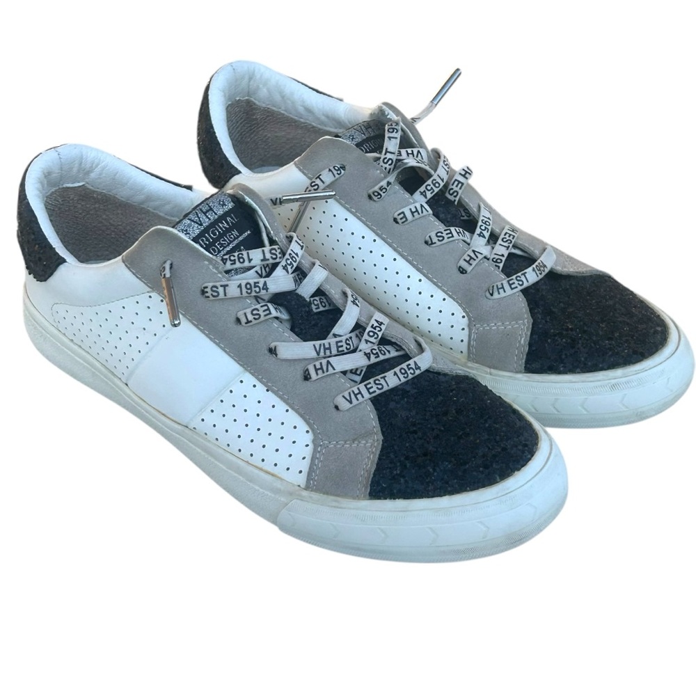 Vintage Havana Dina White Black Glitter Sneakers Womens Size 10 Lace Up